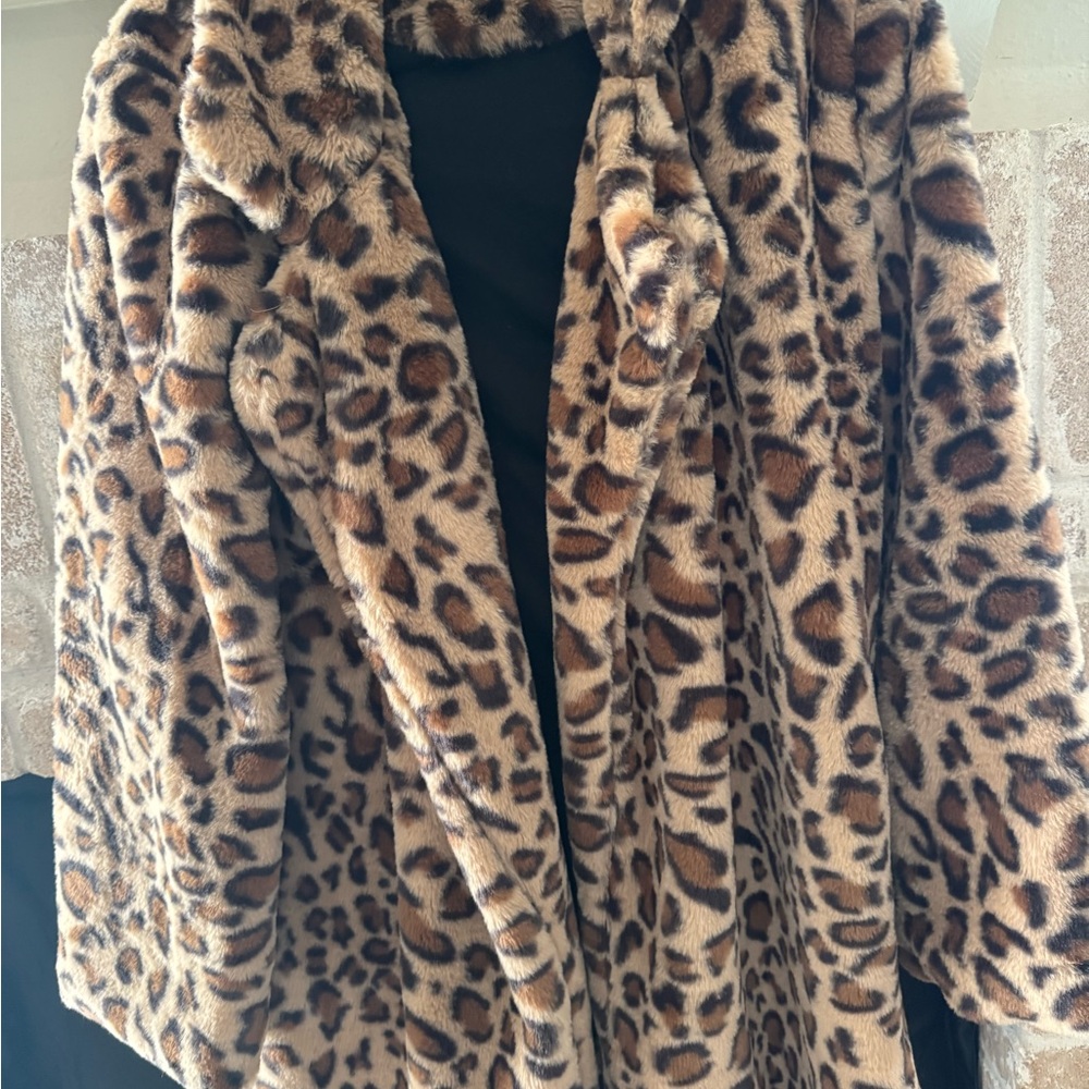 Leopard Print Faux Fur Coat
